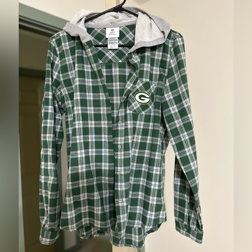 Green Bay Packer hooded flannel
